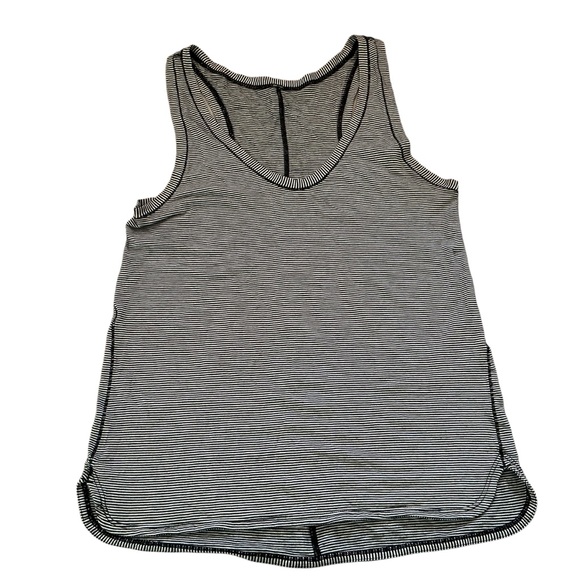 Lululemon circadian tank top size 8 Tonka striped heathered black angel wing gym - Picture 2 of 5